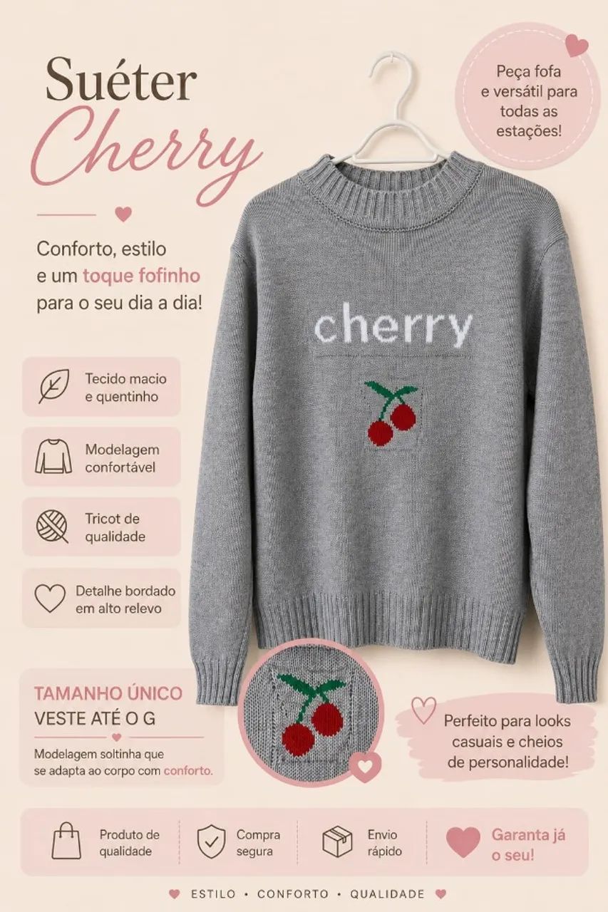 Suéter Cinza tam. único