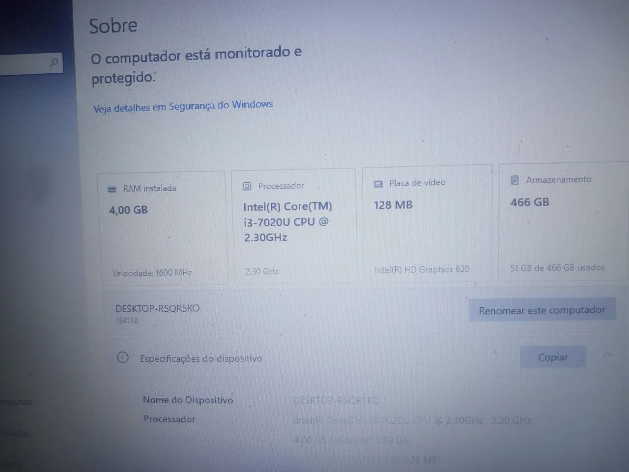 Notebook i3 7Gen 4GB RAM