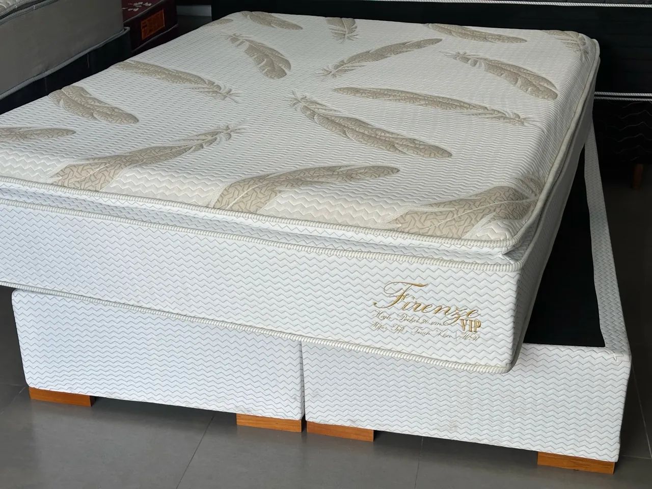 Cama Box Queen de luxo com Colchão | PlumaTex | Molas Ensacadas 