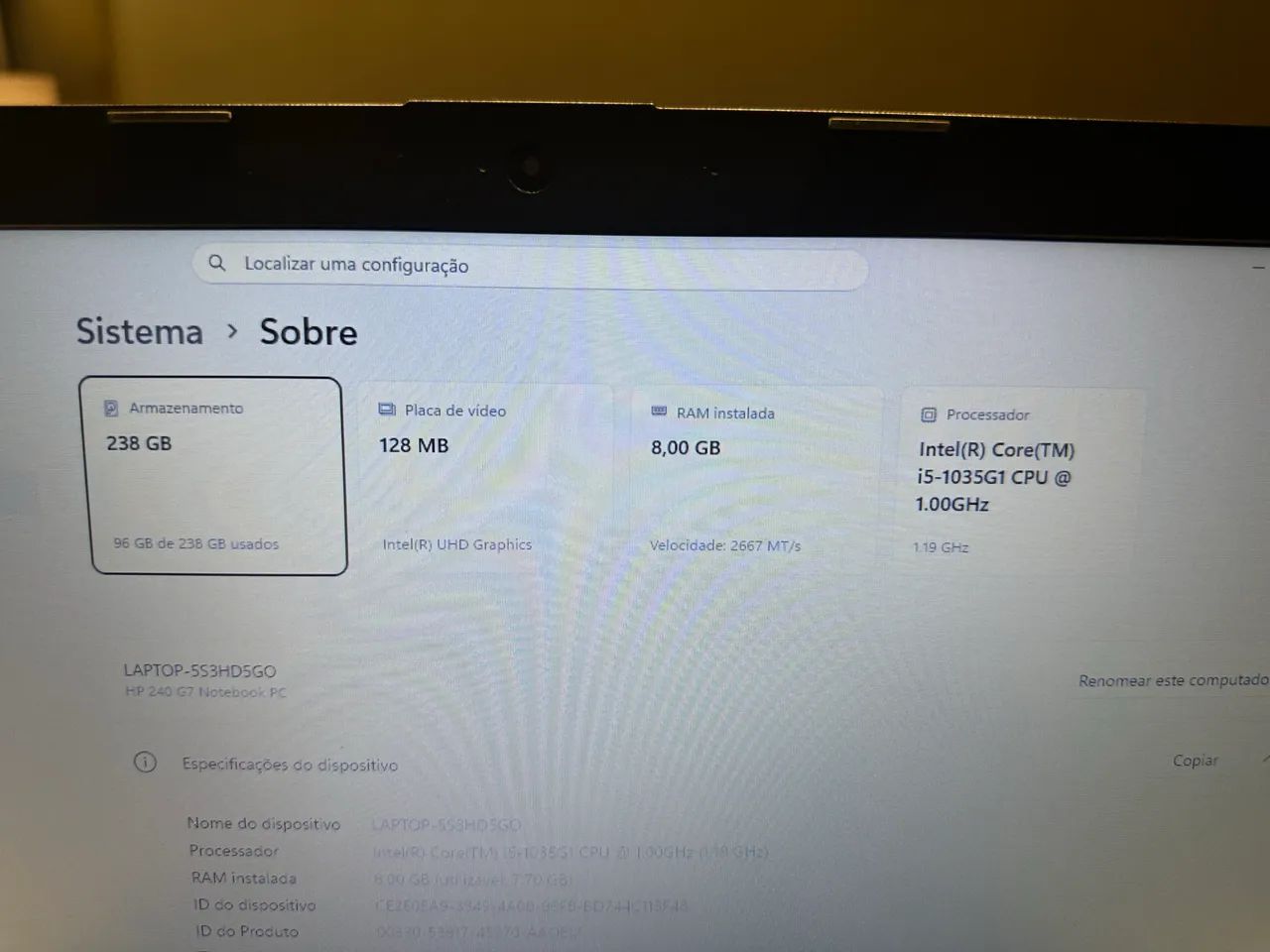 Notebook HP 240 G7 Core i5 10ª 8GB RAM SSD 256GB - Foto 4