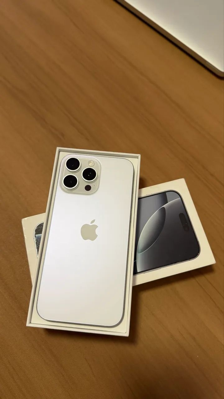 iPhone 16 Pro Max 256GB White Titanium Seminovo 100%, Garantia