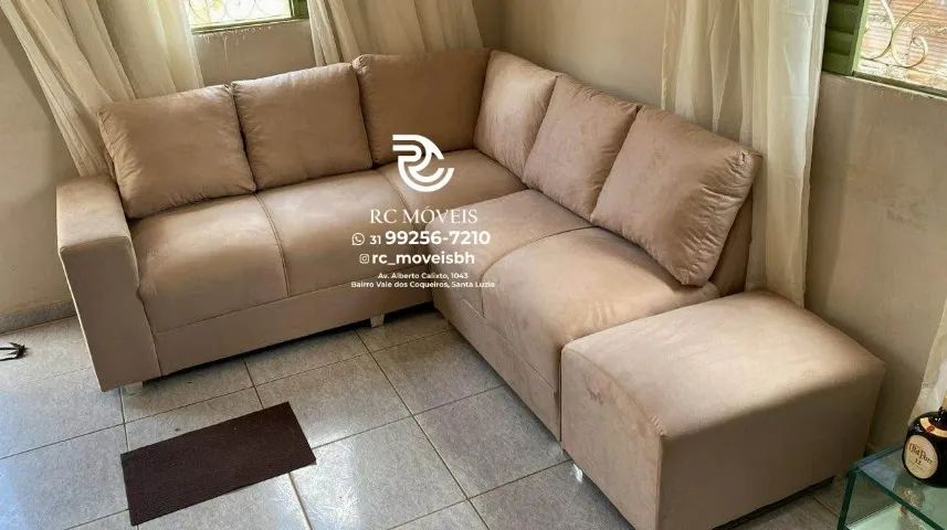 Sofá de Canto com Puff Material suede D33 Confortável Direto da Fábrica - Melhor Preco - Foto 6