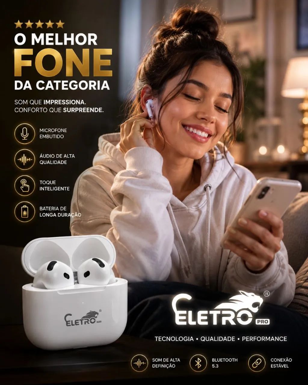 FONE BLUETOOTH, BRANCO melhor da categoria!!! - Foto 3