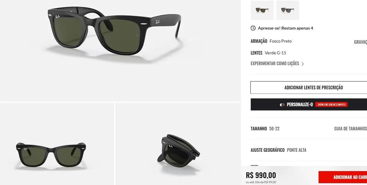 Óculos Ray-Ban Wayfarer clássico - Foto 4