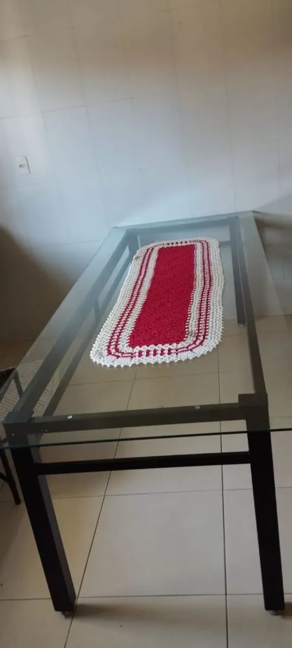 Mesa Jantar metal, tampo de vidro  - Foto 2