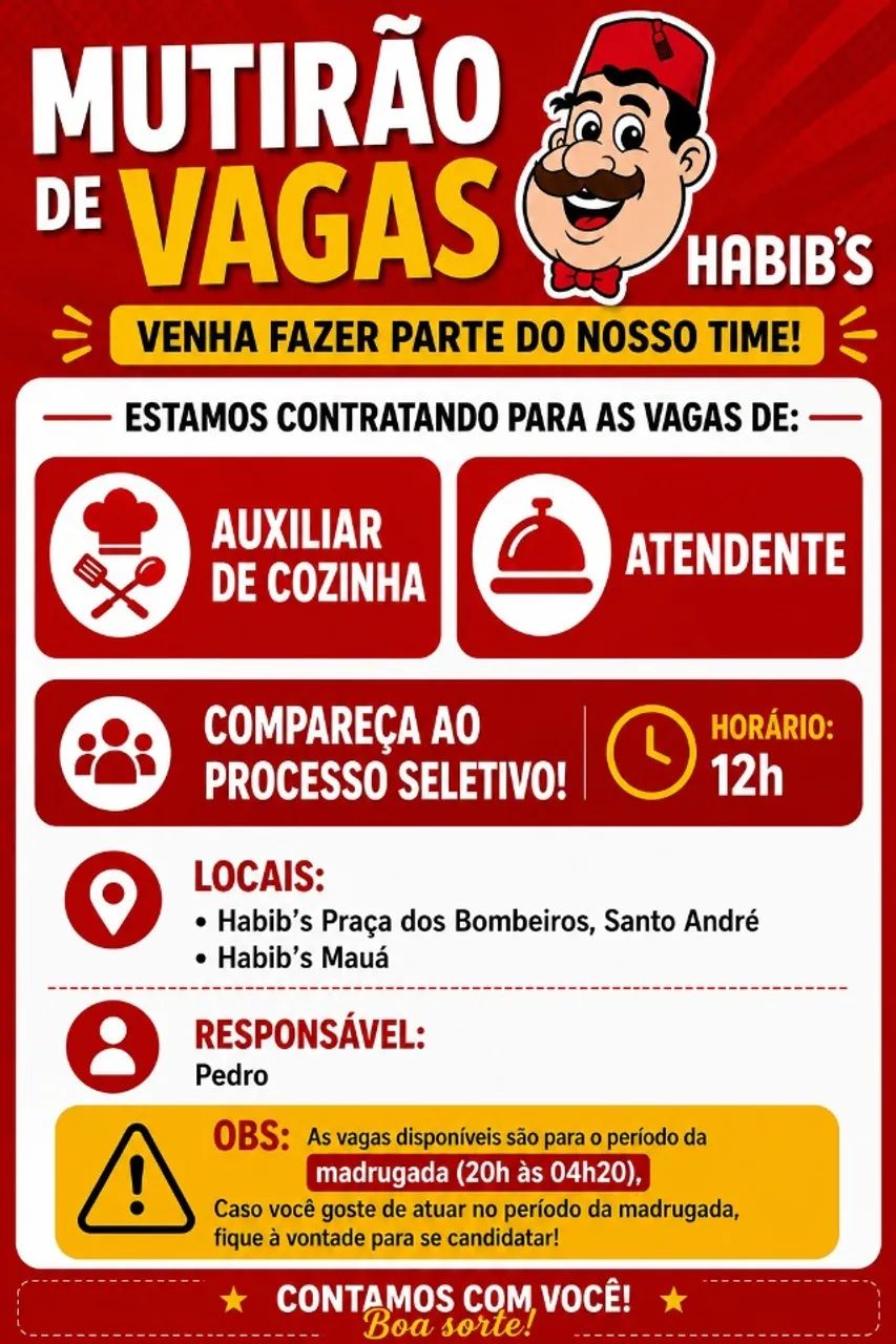 VAGAS HABIBS REGIÃO ABC