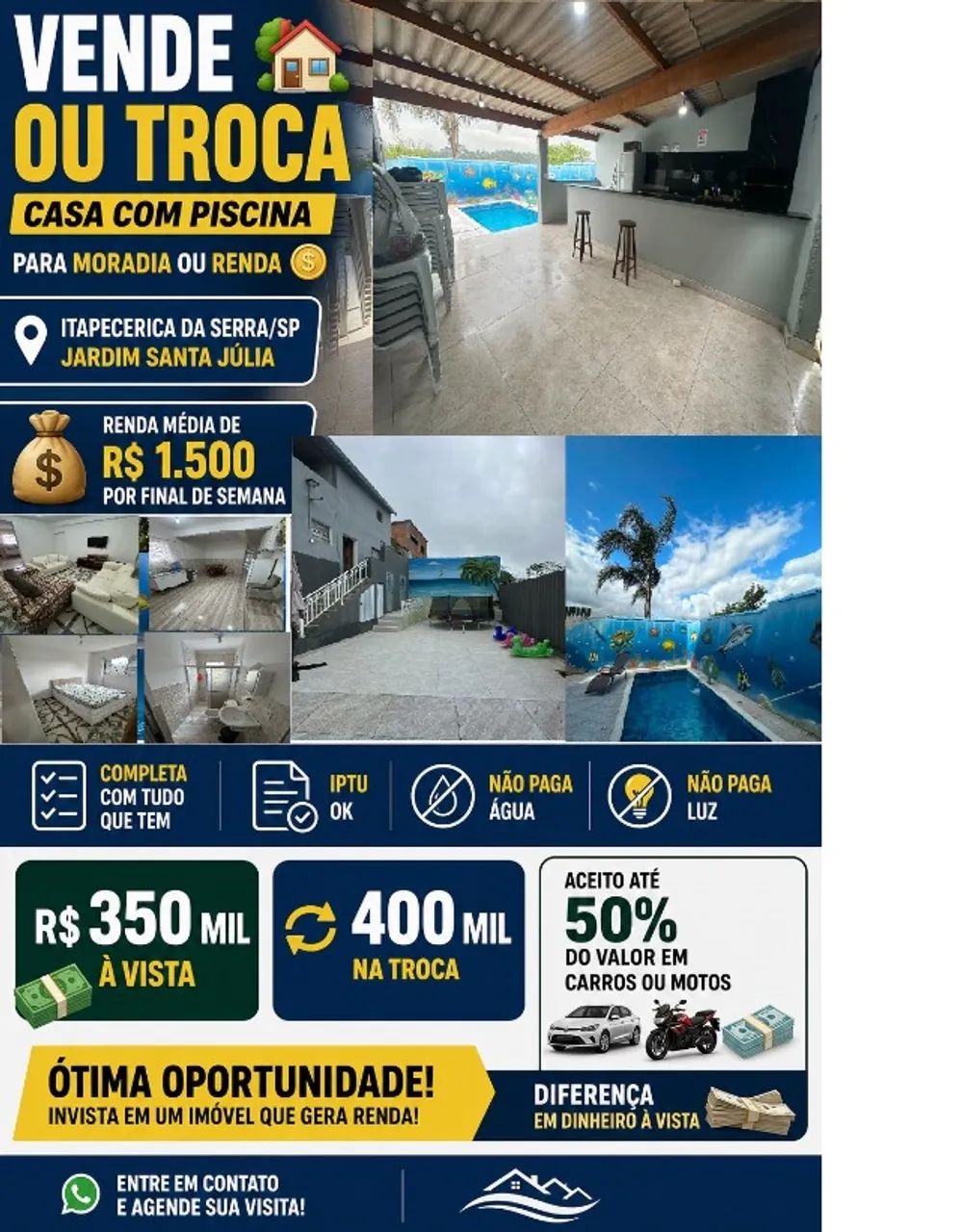 CASA COM PISCINA PARA MORADIA OU ALUGUEL