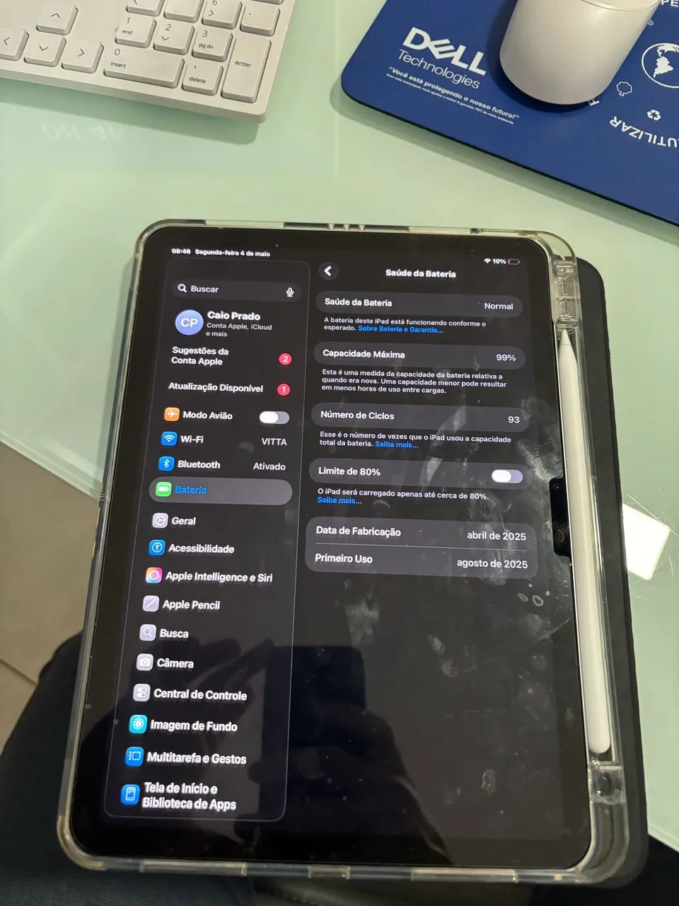 Ipad air m3 128gb 99% bateria (90 ciclos) + apple pencil pro + teclado - Foto 2