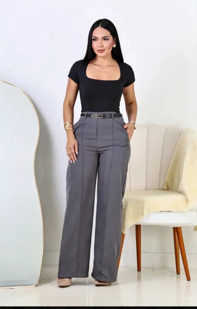 Calça Pantalona Alfaiataria elegante com cinto