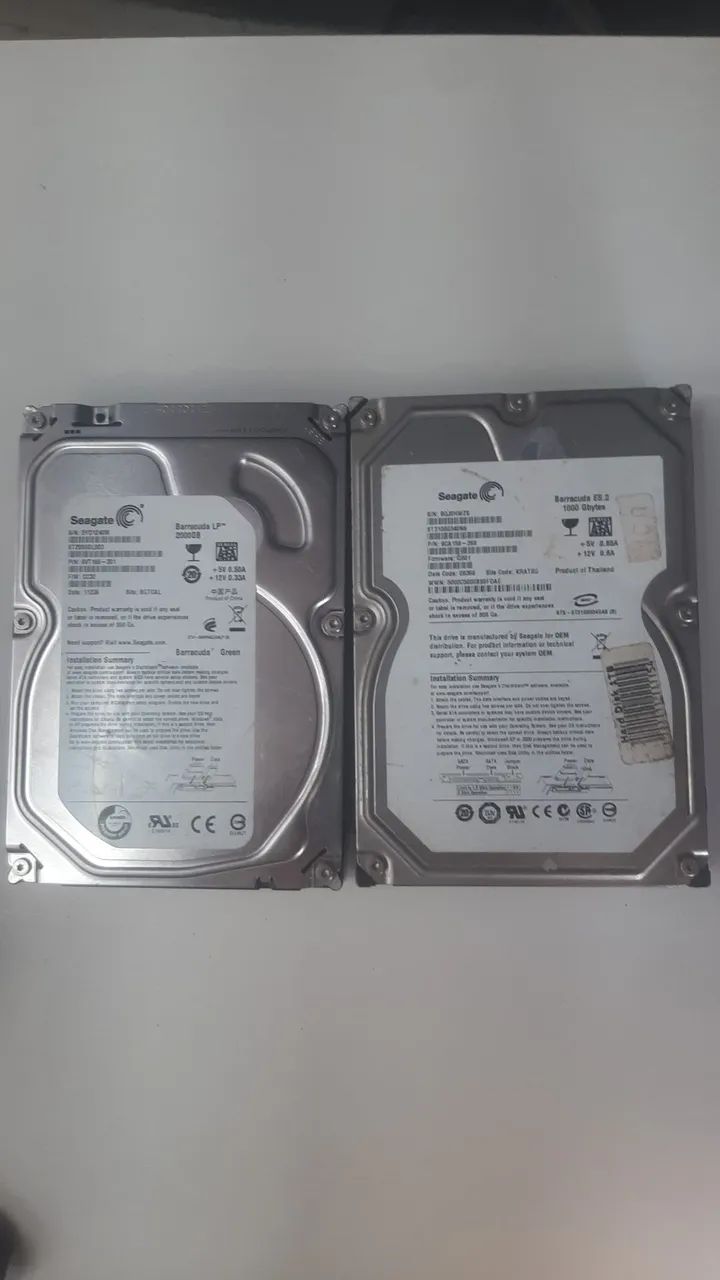 1 HD de 2TB e 1 HD de 1TB