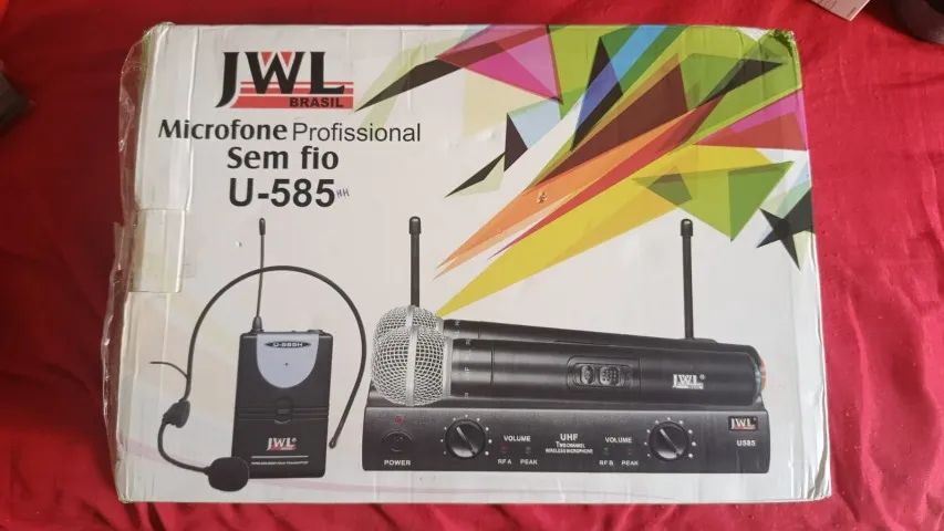 Microfone Jwl Duplo Red Set Cabeça Uhf Profissional Preto, zero na caixa, vendo o troco.
