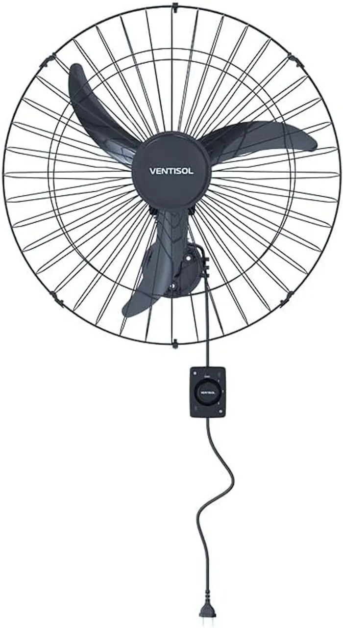 Lacrado! Ventisol Ventilador de Parede Oscilante, 3 Pás Premium, Preto, 60cm, Bivolt - Foto 3