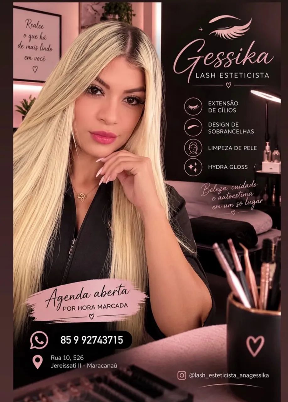 Cílios ,sobrancelha, limpeza de pele ,Hydra gloss