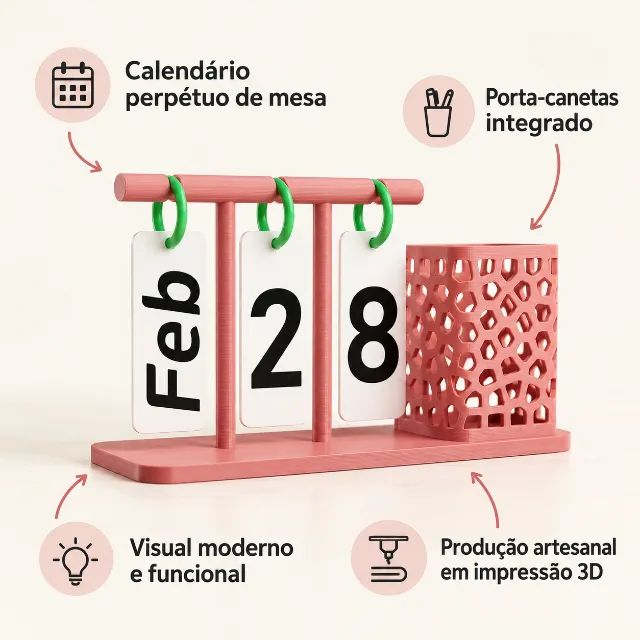 Calendário Infinito e suporte para lápis e objetos - Foto 2