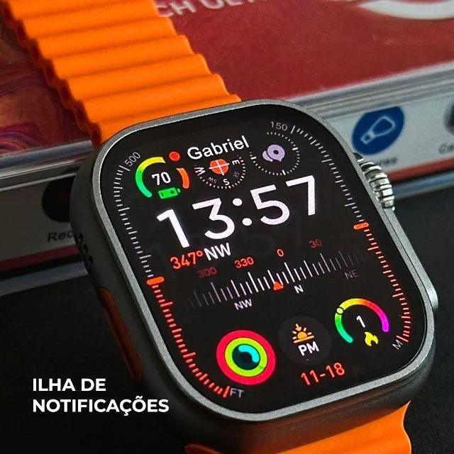 Smartwatch Relógio Inteligente Ultra 3 Microwear 49mm Amoled Ultra 9 Pulseira Metal - Foto 5