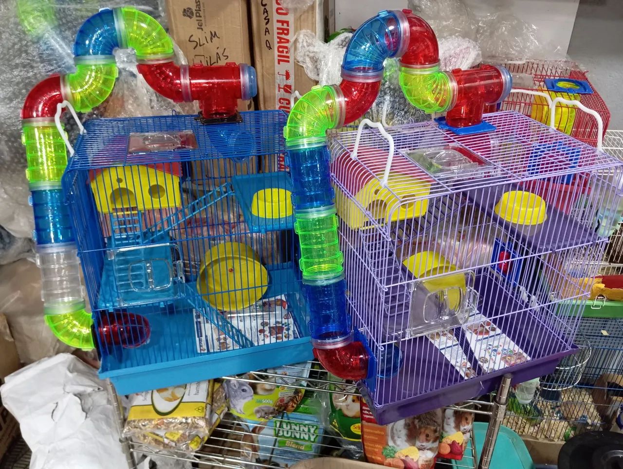 Gaiolas com tubos para hamster e roedores 
