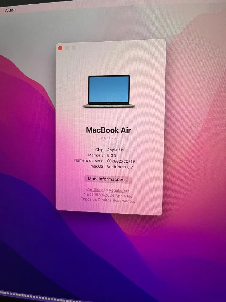 MacBook Air M1 SSD 512 gb 8gb Memoria Tela 13,3
