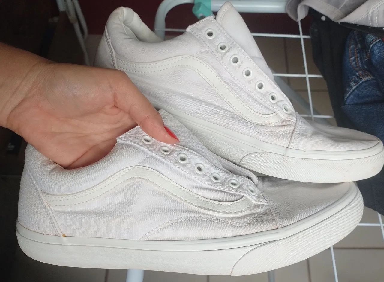 Tênis Vans Old Skool Canvas Original USADO - Branco/Off-White - Foto 5