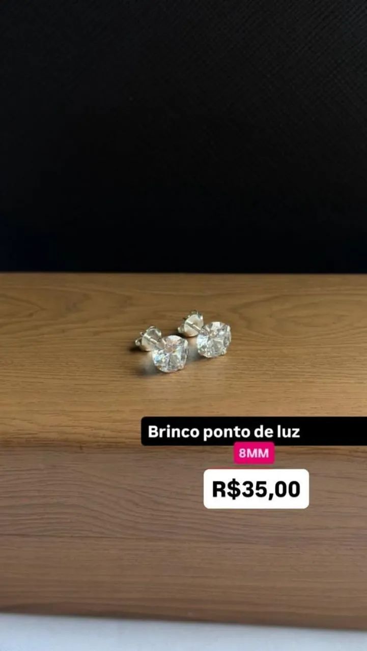 Par de Brincos Ponto de Luz 8mm Prata 925