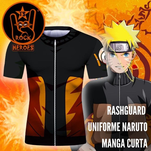 Camisa de Compressão Naruto Shippuden Rashguard Elastano Manga Curta