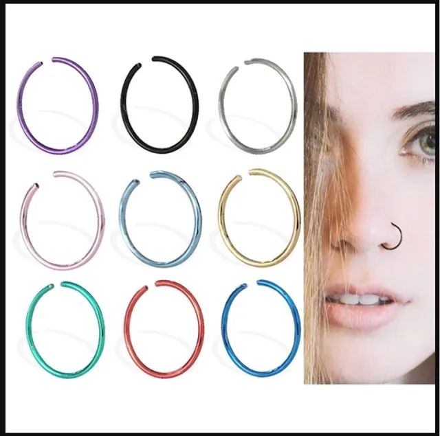 Combo 4 Piercings - ponto de luz reto, ponto de luz curva, argolinha colorida, arg. p.luz - Foto 4