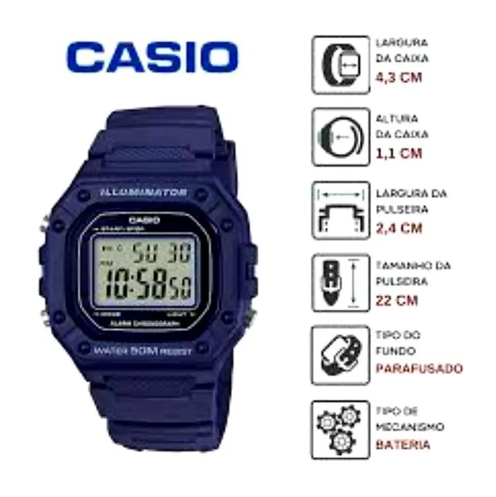 Relógio CASIO Illuminator masculino azul W-218H-2AVDF - Foto 2