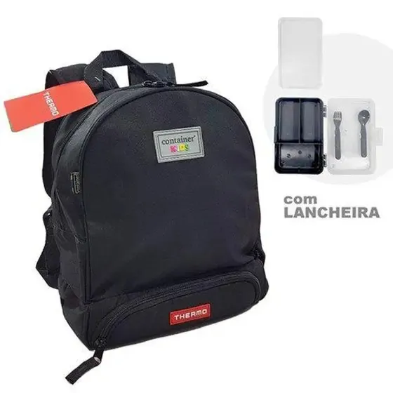Mochila infantil com bolso térmico+ lancheira