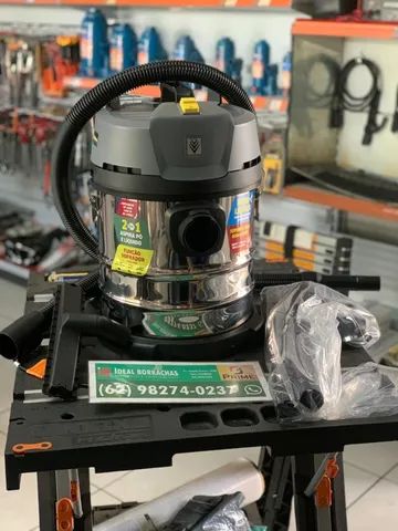 Aspirador po e agua Inox 20L 1400w - filtro lavavel - ideal para lava jato