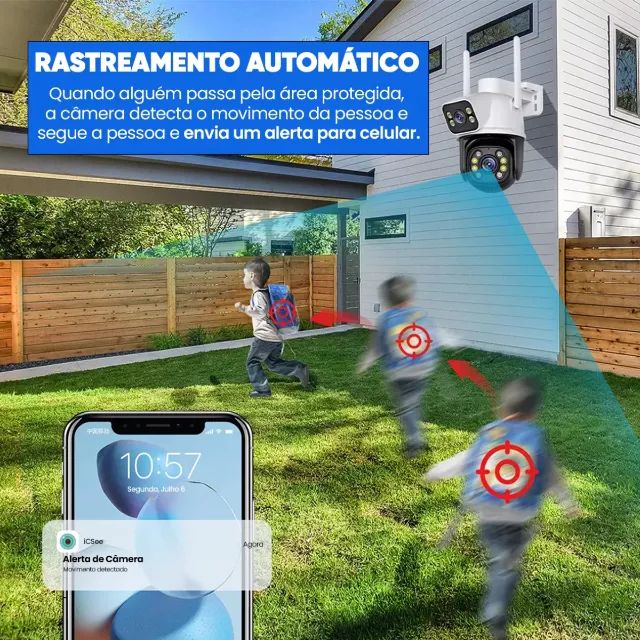 Câmera De Segurança Wi-fi Smart Camera A28b Dupla 3MP Icsee Cor Branco - Foto 6