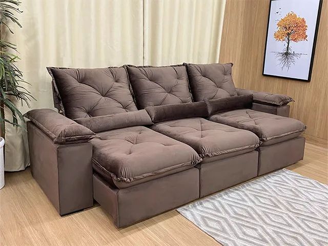 Sofá Retrátil Reclinável 2,70m Pillow Top e Molas Bonnel Oportunidade a64 - Foto 2