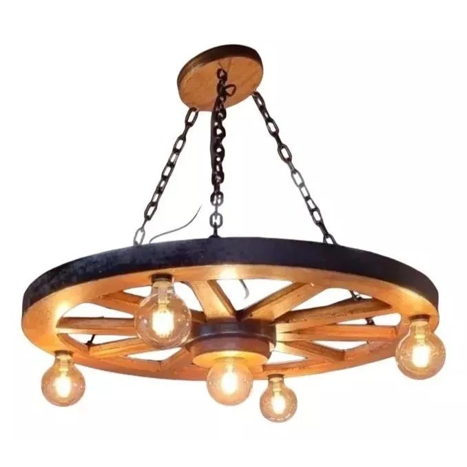 Luminária Retrô, Épica Roda De Carroça, Fazenda Sítio Lustre 70cm - Foto 6