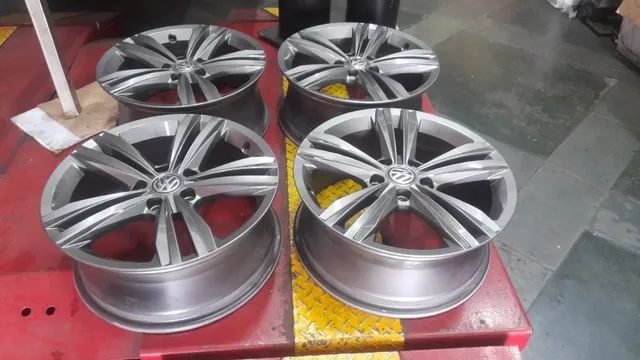 jogo de rodas jetta aro 17x7 et 46 grafite brilhante original vw snova - Foto 2