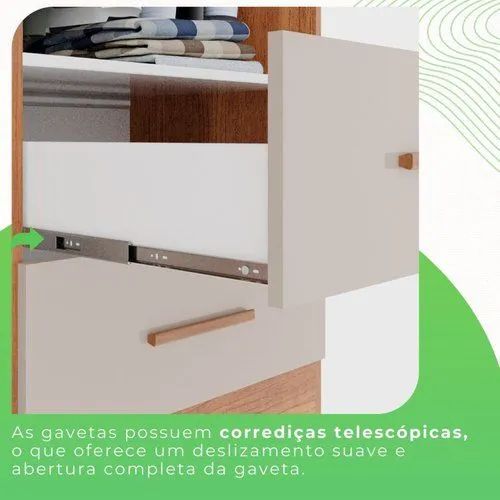 Guarda-roupa Solteiro 3 Portas com Espelho 2 Gavetas Estrela Premium  - Foto 5