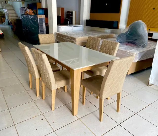 Mesa De Jantar 6 com Tampo de vidro 160x90 - Foto 2