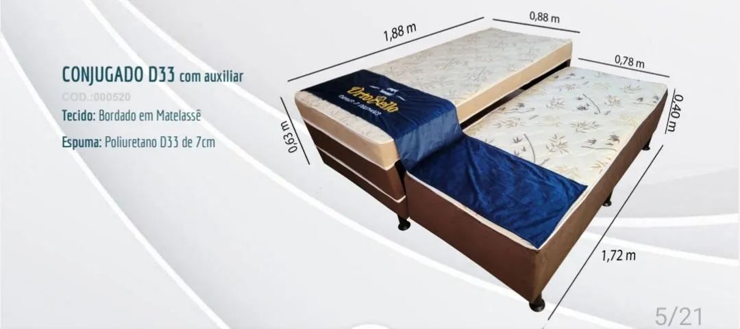 Cama solteiro D33 com auxiliar levo hoje