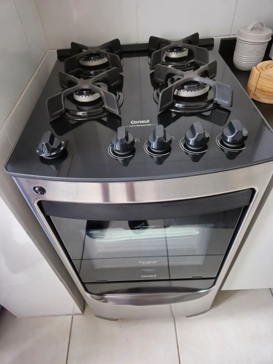 Fogão Consul 4 Bocas INOX - Vidro Temperadodo