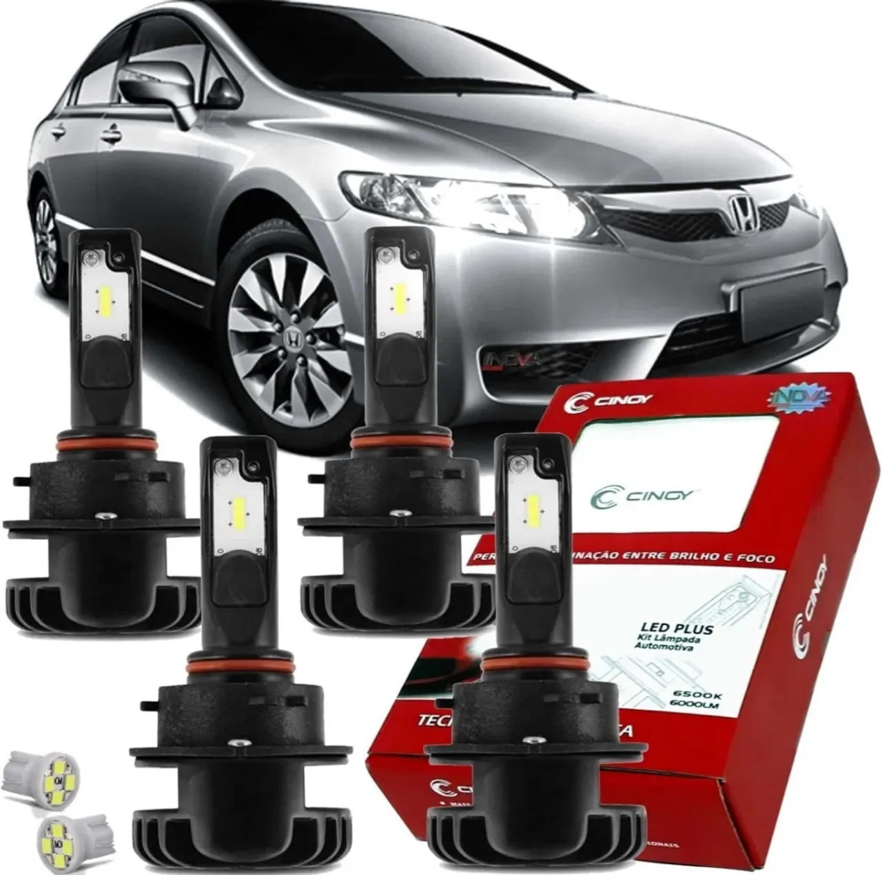 Kit 6 Lâmpadas Automotivas LED Plus 6500K