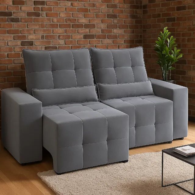 Sofá Retrátil Reclinável Viena Cinza