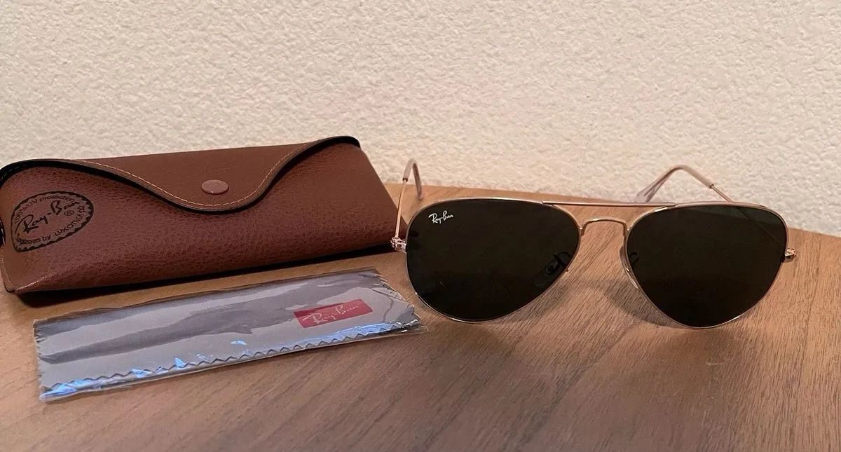 Ray ban oculos de sol aviador clássico g15 verde com dourado