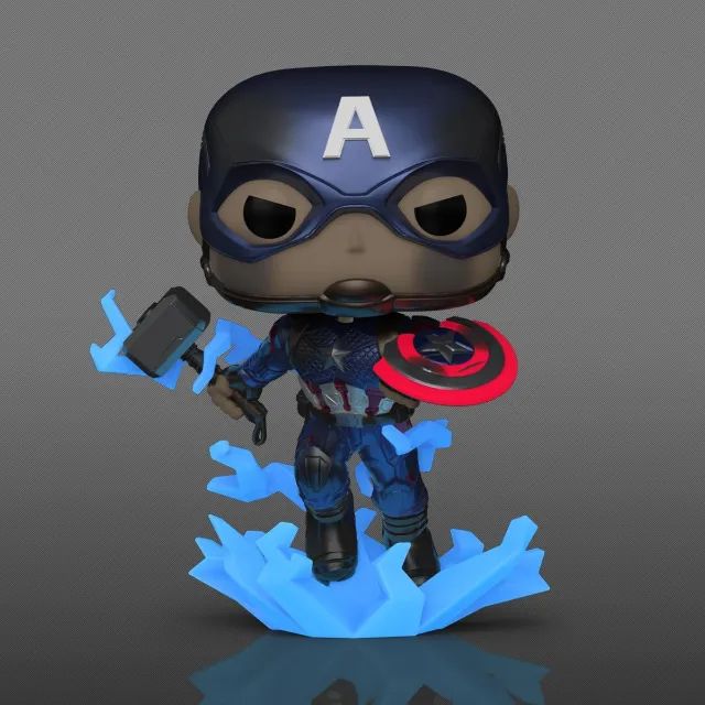 Funko Pop! Figura Capitão América Com Escudo Quebrado E Mjolnir
