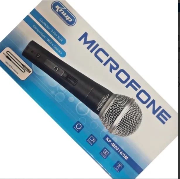 Microfone Profissional Com Fio de 5m Knup KP-0014 