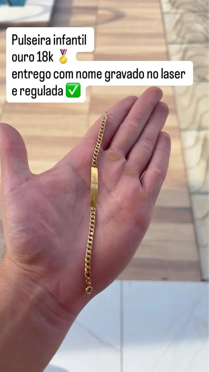Pulseira infantil ouro 18k personalizada