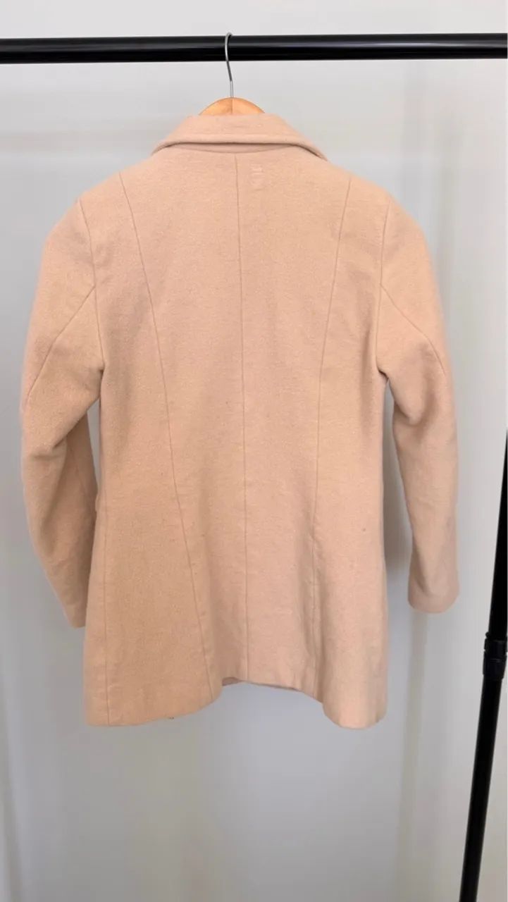 Casaco comprido de lã natural bege  - Foto 4