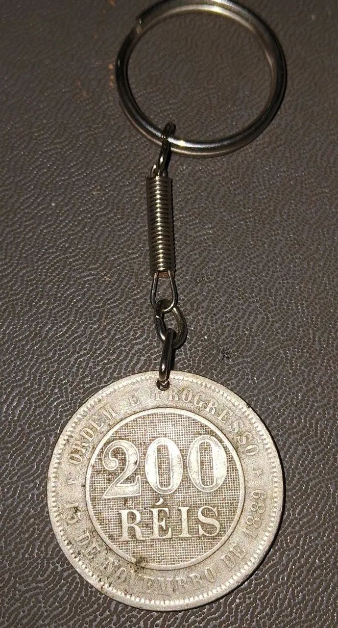 Chaveiro Moeda 200 Reis 1889