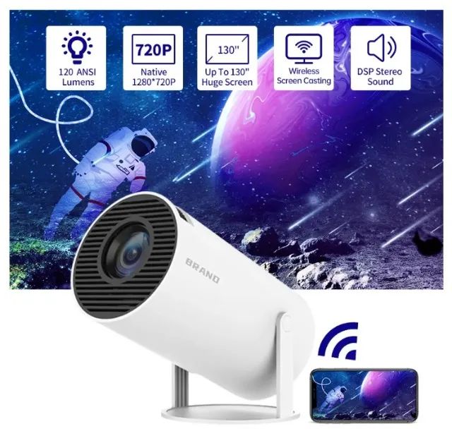Mini Projetor Hy300 Android 11, WIFI 6, BT5.0, 1280x720P - Entregamos - Foto 2