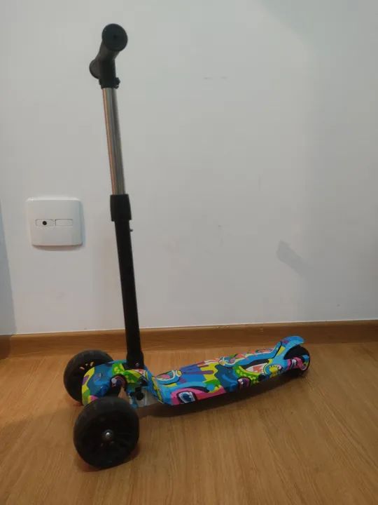 Patinete Infantil Com 3 Rodas Dobrável colorido 70kg - Foto 5