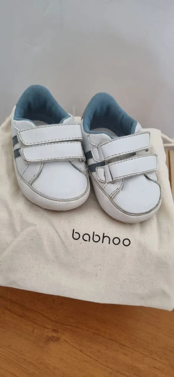 Tênis Bebê Babhoo - Branco com Azul - Tamanho 18 - Foto 4