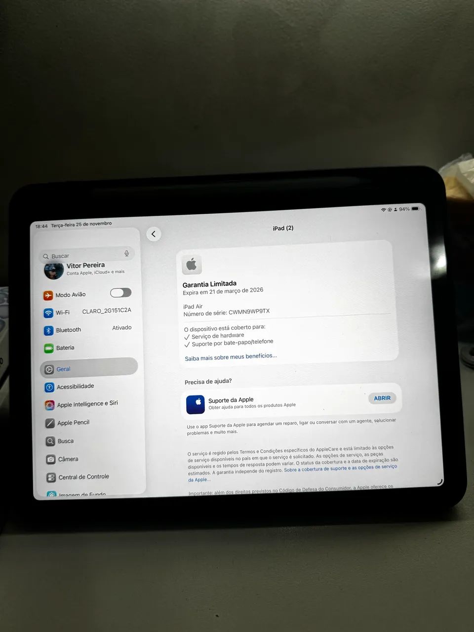 IPAD AIR M2 com Apple Pencil Pro 