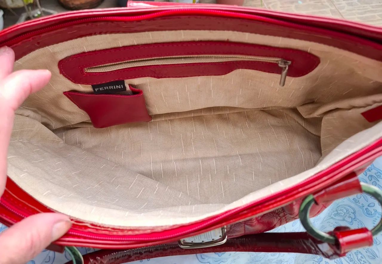 Bolsa de couro Ferrini vermelha  - Foto 2