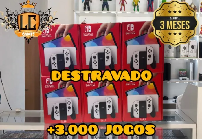 NINTENDO SWITCH OLED NOVO ( DESBLOQUEADO ) +3000 JOGOS +03 MESES GARANTIA - LOJA FISICA